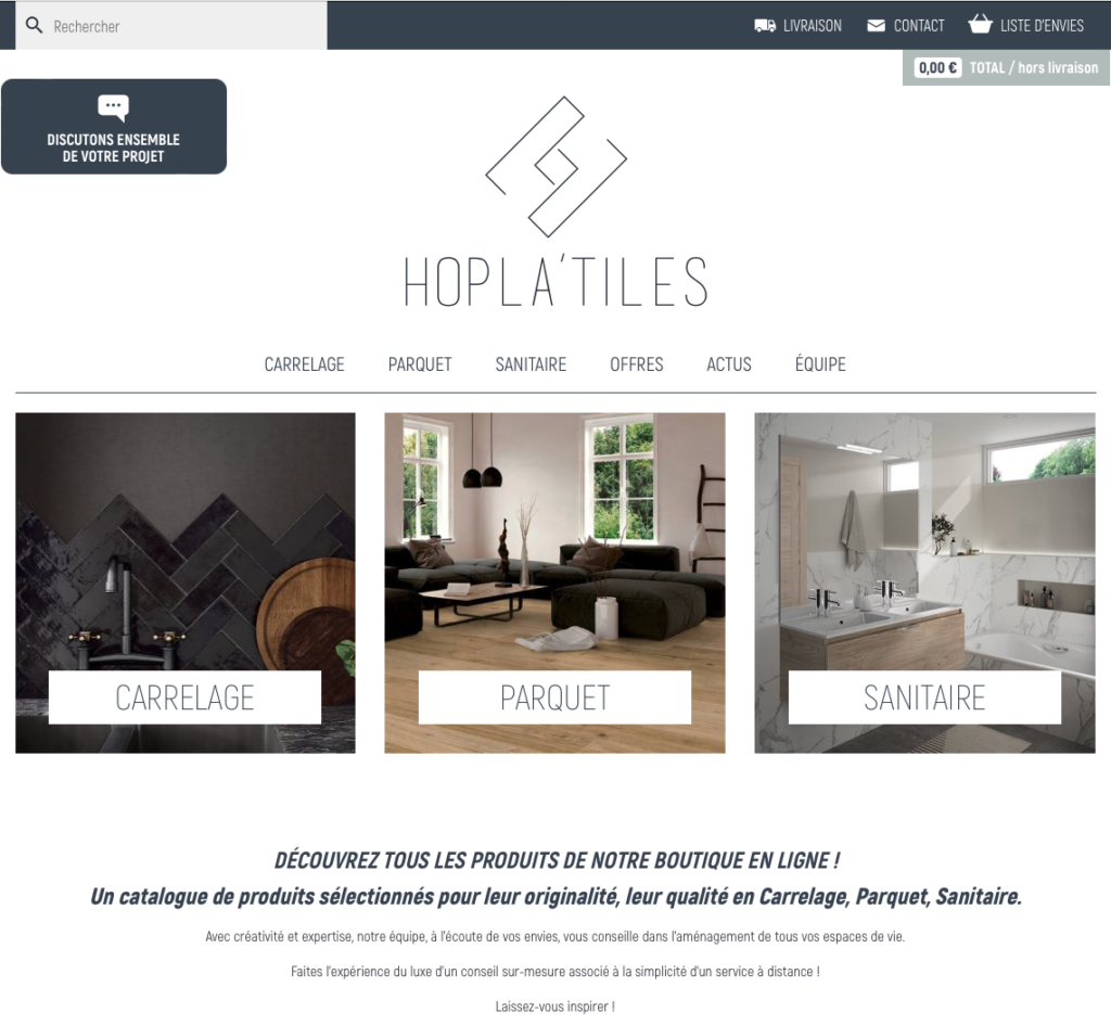 Hopla Tiles site carrelage parquet sanitaire